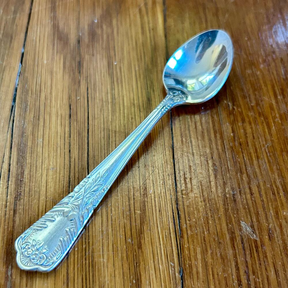 Vintage Japan Nickel Silver Demitasse Flatware Spoon 4.25"